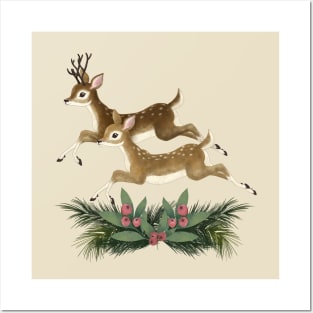 Winter deer Posters and Art